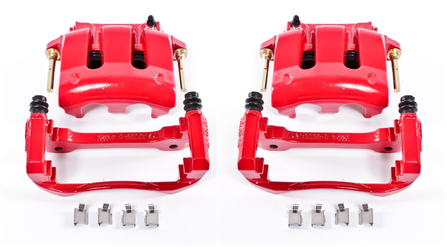 Power Stop S4928A Front Pair of High-Temp Red Powder Coated Calipers for Ford Mustang 2005-2014 [Model Specific]