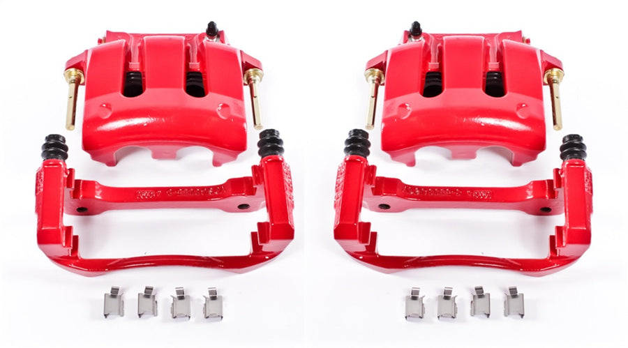Power Stop S4928A Front Pair of High-Temp Red Powder Coated Calipers for Ford Mustang 2005-2014 [Model Specific]