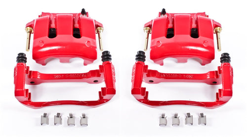 Power Stop S4928A Front Pair of High-Temp Red Powder Coated Calipers for Ford Mustang 2005-2014 [Model Specific]