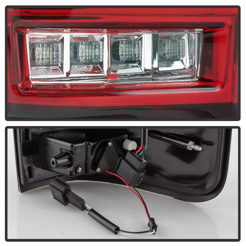 Ford F150 Spyder 5084194 Styleside 04-08 (Not Fit Heritage & SVT) Version 2 Light Bar LED Tail Lights - Red Clear