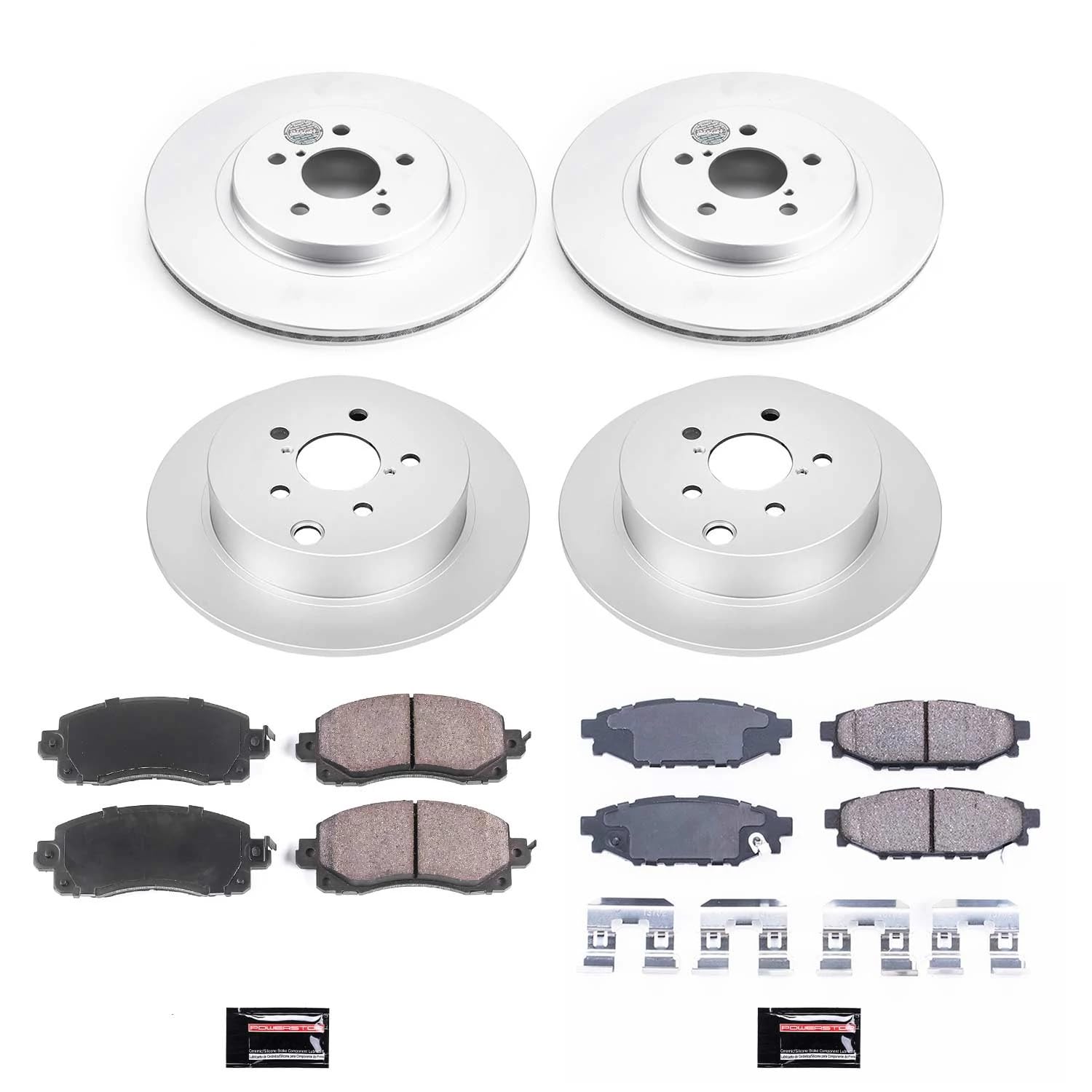 Power Stop Z17 Front and Rear Coated Rotor Brake Kit-Coated Rotors and Ceramic Brake Pads For Subaru Crosstrek 2018-2022, Subaru Impreza CRK7927 2017-2022 [Model Specific]