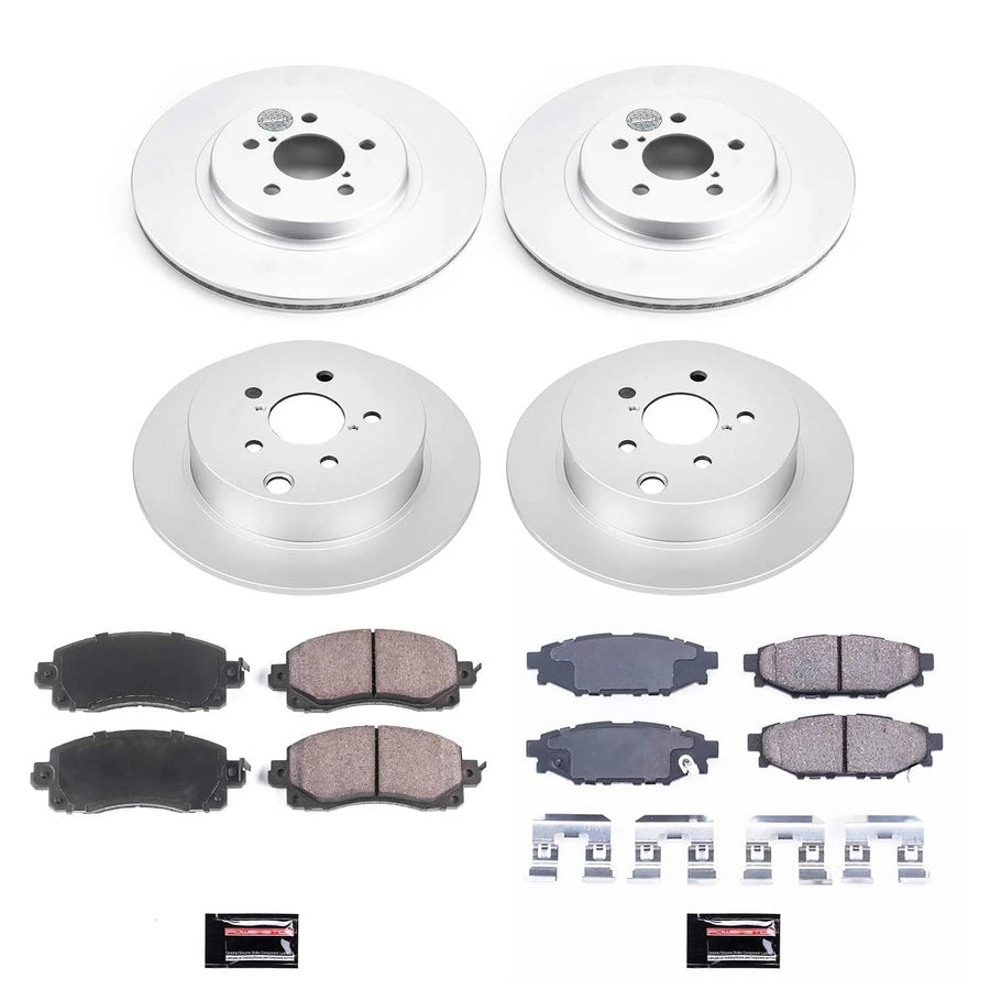 Power Stop Z17 Front and Rear Coated Rotor Brake Kit-Coated Rotors and Ceramic Brake Pads For Subaru Crosstrek 2018-2022, Subaru Impreza CRK7927 2017-2022 [Model Specific]