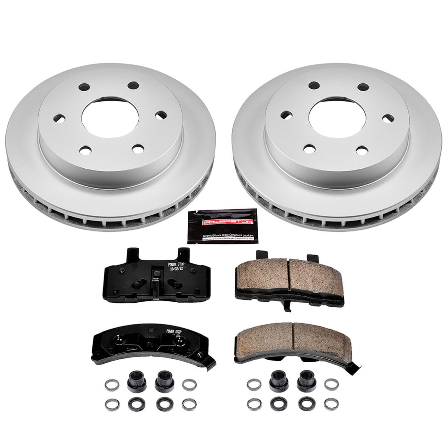 Power Stop CRK1970 Brake Rotor Coated & Ceramic Brake Pads- front For Escalade, Blazer, K1500, K1500 Suburban, K2500, Tahoe, K1500, K1500 Suburban, K2500, K2500 Suburban, Yukon [Model Specific]