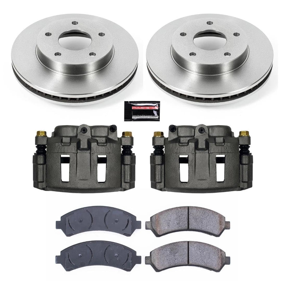 Power Stop KCOE2004 Replacement Autospeciality Front Caliper Kit- OE Rotors, Ceramic Brake Pads, Calipers For Blazer, S10, Jimmy, Sonoma, Hombre, Olds Bravada [Model Specific]