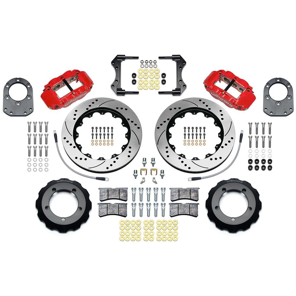 WILWOOD 140-13330-DR KIT,FRONT,76-77DANA 44,FORD BRONCO,14.00 ROTOR,FNSL,DISC SPINDLE,DRILLED,RED,W/LINES