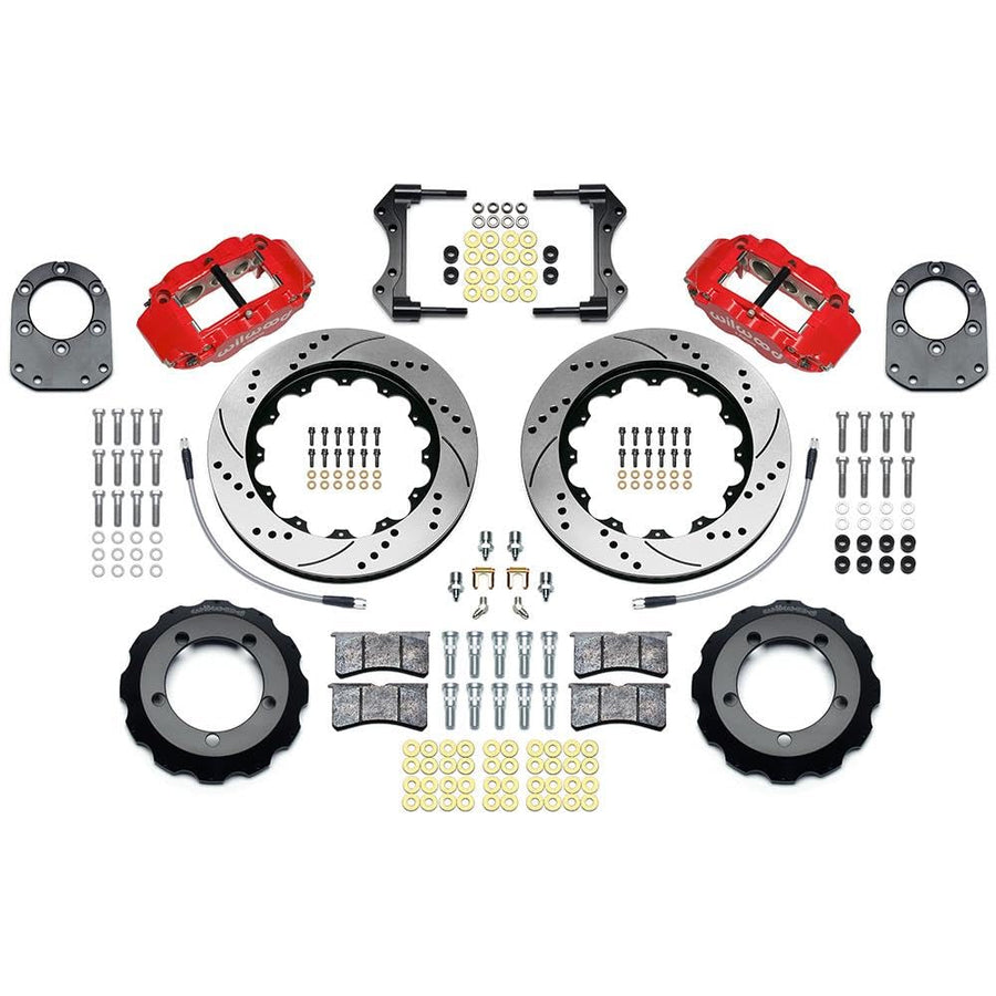 WILWOOD 140-13330-DR KIT,FRONT,76-77DANA 44,FORD BRONCO,14.00 ROTOR,FNSL,DISC SPINDLE,DRILLED,RED,W/LINES