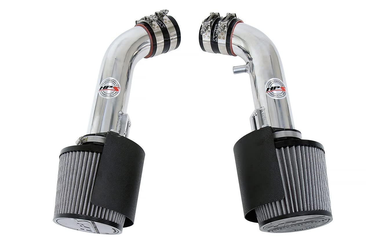 HPS 827-706P Performance Polish Shortram Air Intake Kit with Heat Shield Cool Ram, 1 Pack