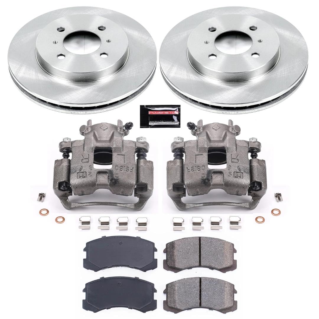 Power Stop KCOE1215 Replacement Autospeciality Front Caliper Kit- OE Rotors, Ceramic Brake Pads, Calipers For Mitsubishi Lancer 2002-2006 [Model Specific]