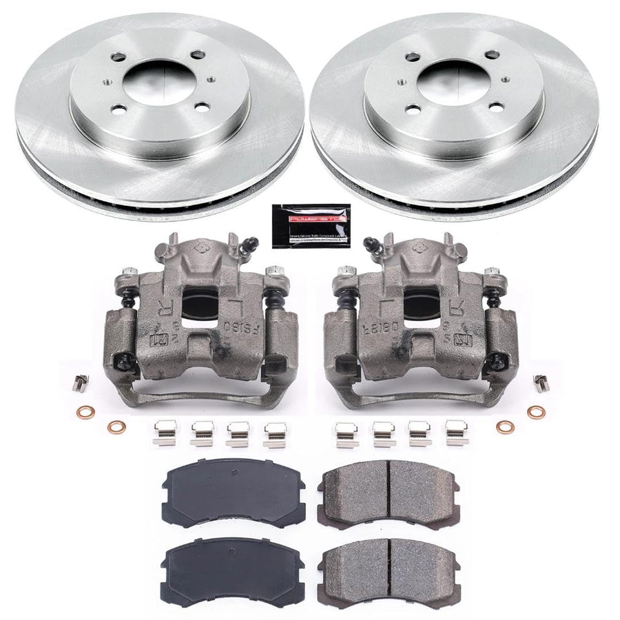 Power Stop KCOE1215 Replacement Autospeciality Front Caliper Kit- OE Rotors, Ceramic Brake Pads, Calipers For Mitsubishi Lancer 2002-2006 [Model Specific]