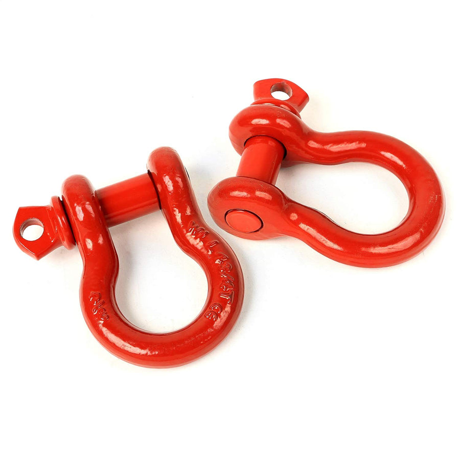 D-Ring Shackle Kit, Rugged Ridge, 3/4 inch, Red, Steel, Pair | 11235.08