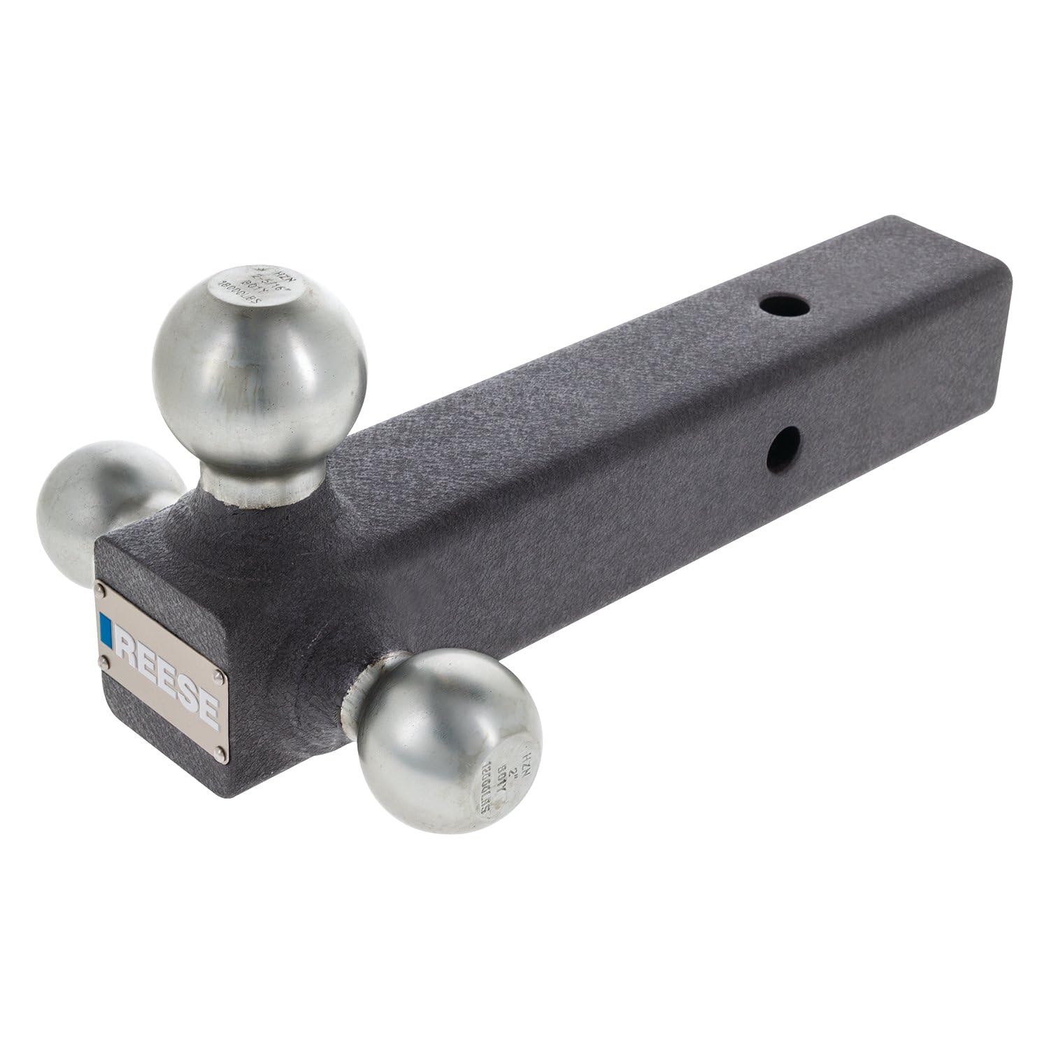 Tri-Ball Reese 7097800 Trailer Hitch Ball Mount, (1-7/8 Inch, 2 Inch, 2-5/16 Inch Trailer Hitch Balls), Fits 2-1/2 Inch Square Receiver, 18,000 lbs. Capacity, Premium Black