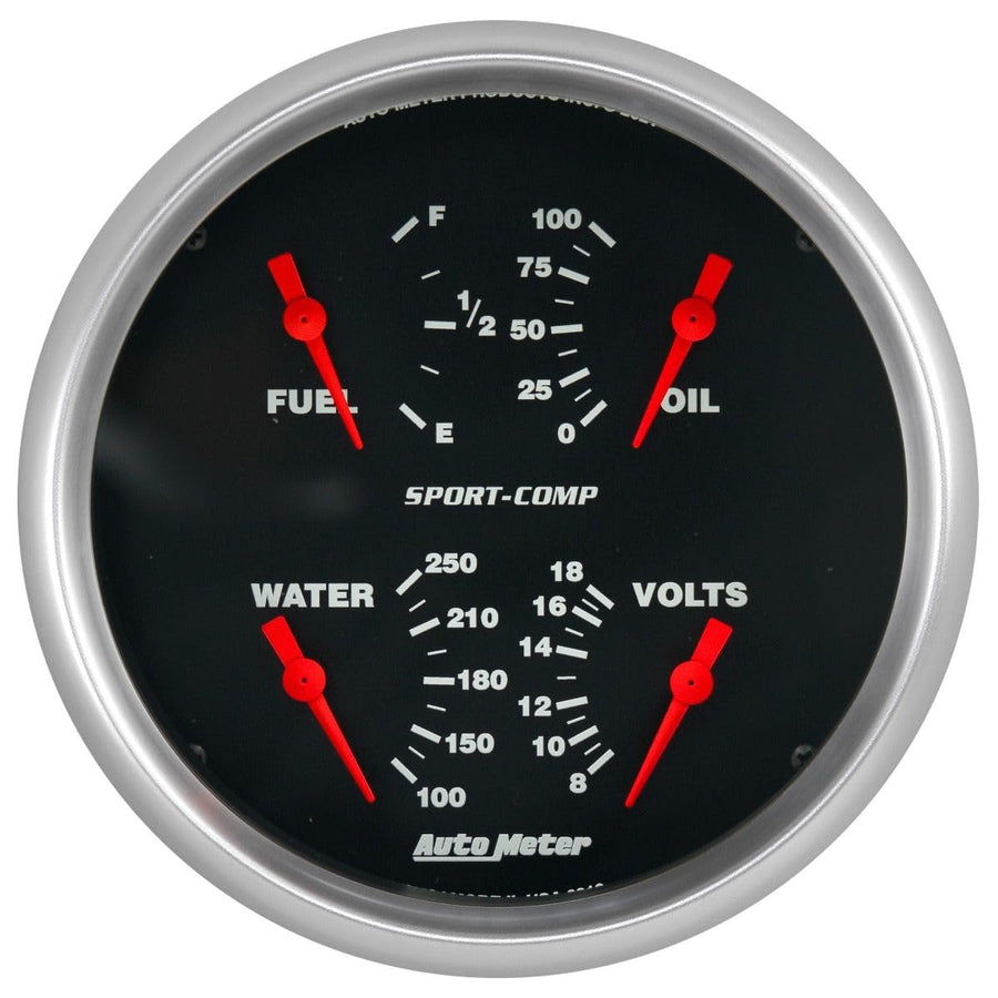 Auto Meter 3919 Sport-Comp Gauge, Quad, 5", 0Ωe-90Ωf, Elec