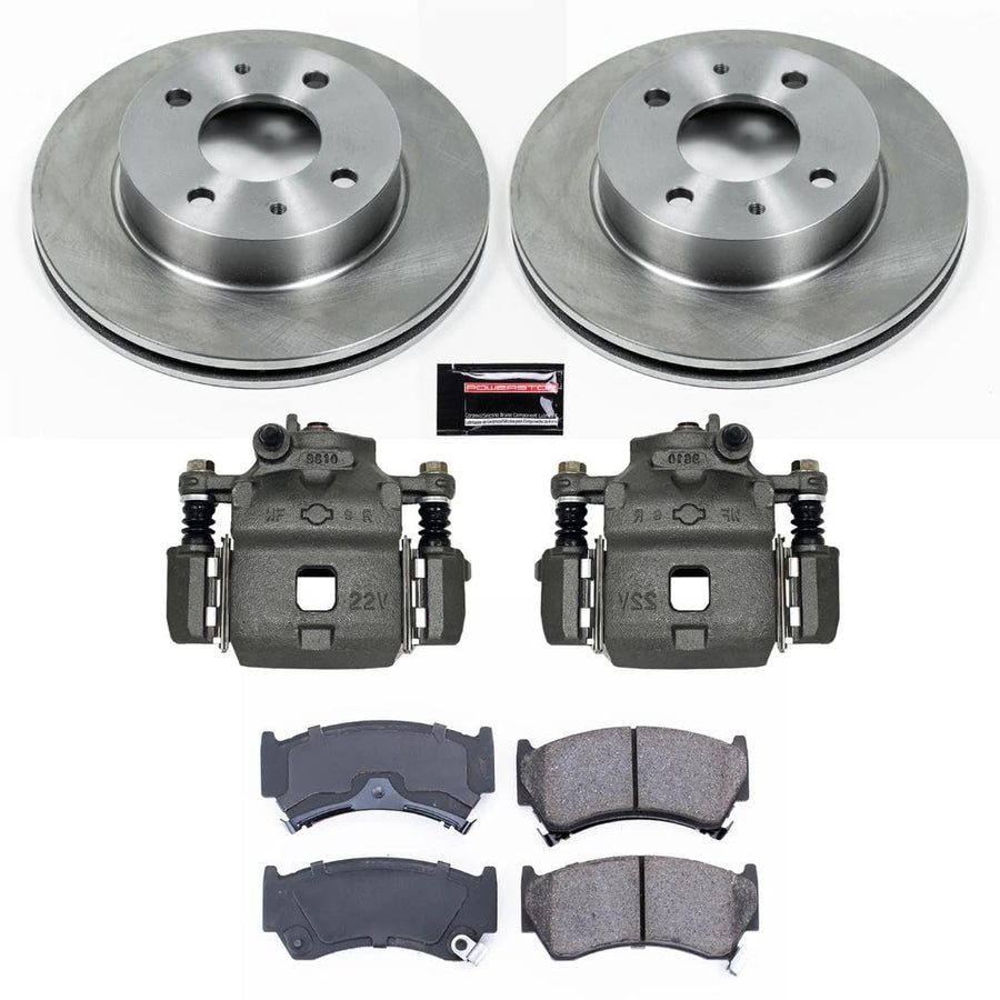 Power Stop KCOE1170 Replacement Autospeciality Front Caliper Kit- OE Rotors, Ceramic Brake Pads, Calipers For Nissan 200SX 1995-1998, Nissan Sentra 1995-2000 [Model Specific]