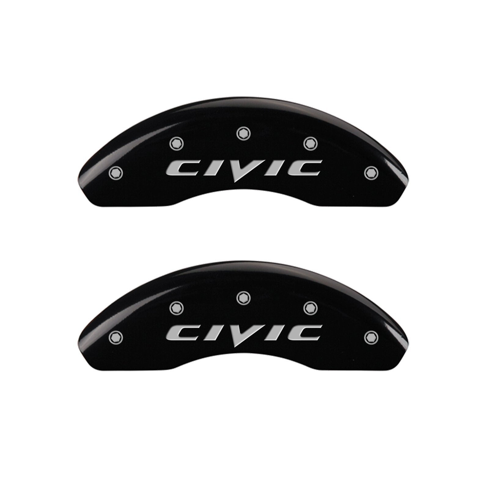 MGP Caliper Covers Front and Rear 20220SCIVBK Black Powder Coat Finish, Set of 4 (Civic 2015/CIVIC Silver Characters, Engraved)