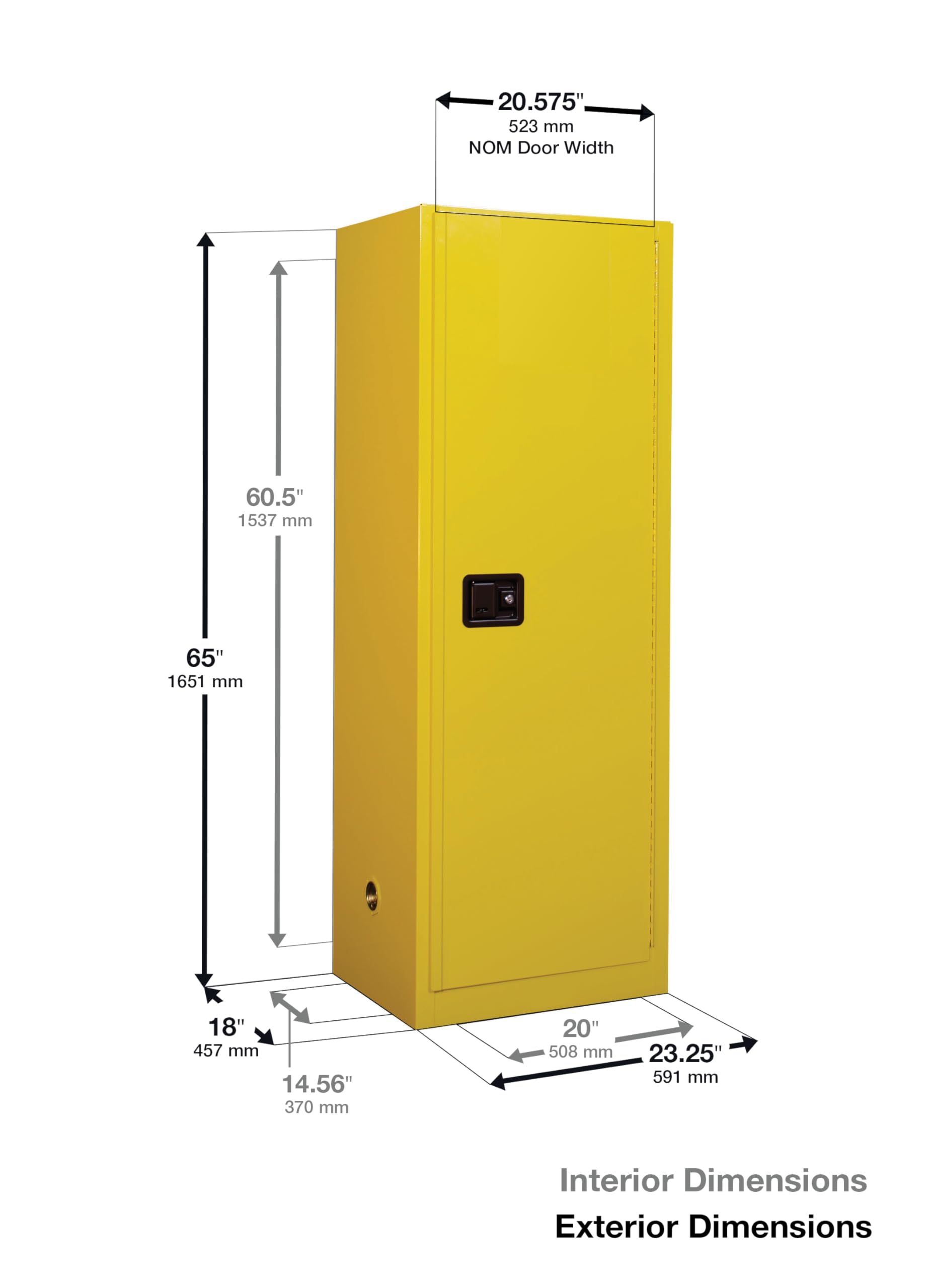 24 Gallon Eagle American Made F﻿lammable Liquid Storage Cabinet, Self-Close Slimline Fireproof Cabinet for Schools, Garages, Manufacturing Facilities, 23" x 18" x 65", 2310X