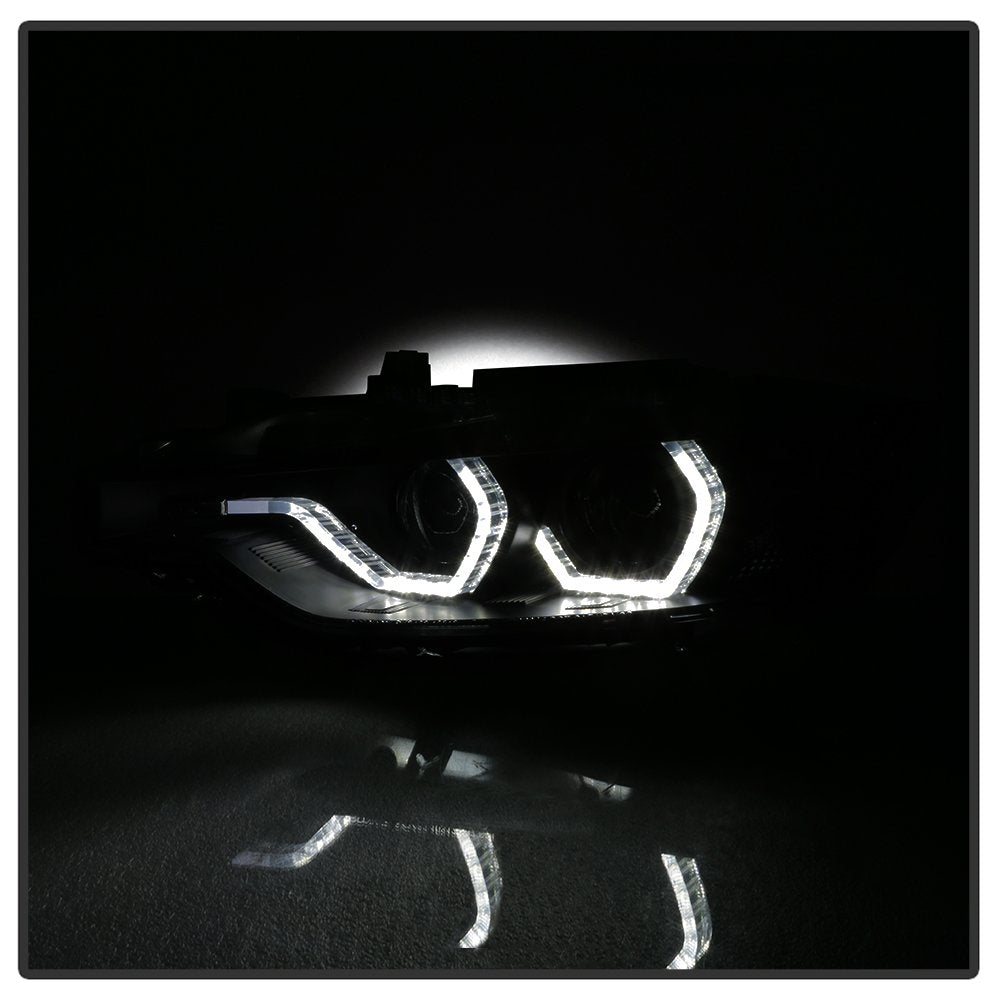 BMW F30 3 Series 2012-2014 Spyder 5085047 4DR Projector Headlights - LED DRL - Black Smoke