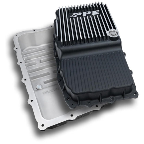 Heavy Duty PPE Cast Aluminum Deep Transmission Pan (BRUSHED) 128051310 Compatible for 2018+ GM Silverado 1500 with Allison 10L80 Transmission