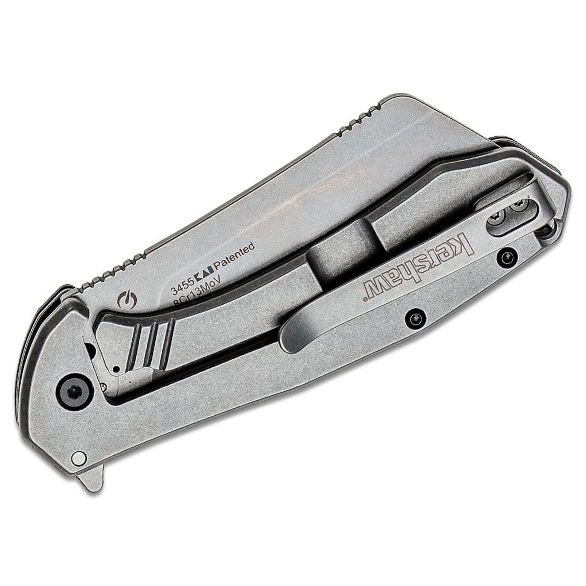 Kershaw Pocketknife Bracket, 3.4" 8Cr13MoV Stainless Steel Cleaver Blade, Assisted One-Handed Flipper Opening, Folding EDC, Frame Lock, Black