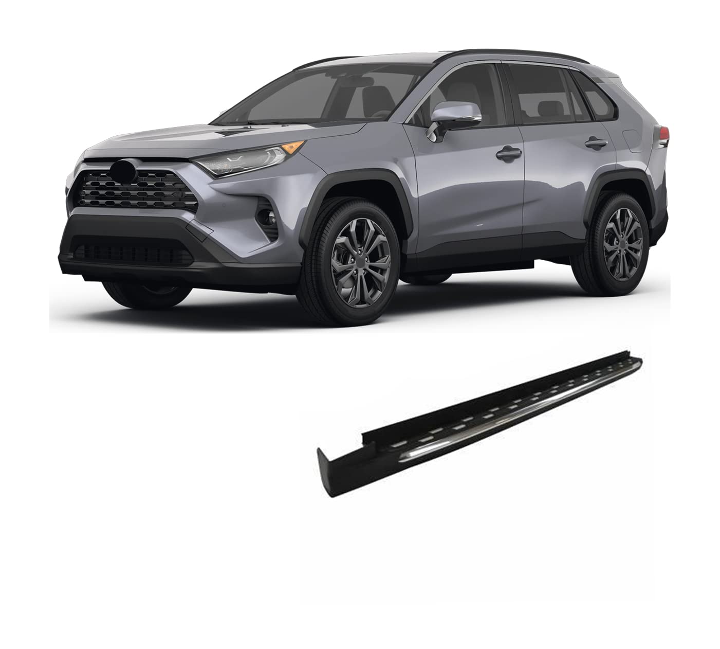 OEM Replica Black Horse Running Boards Aluminum Compatible with 2019-2024 Toyota Rav4|2021-2024 Toyota Venza-RTORA-19