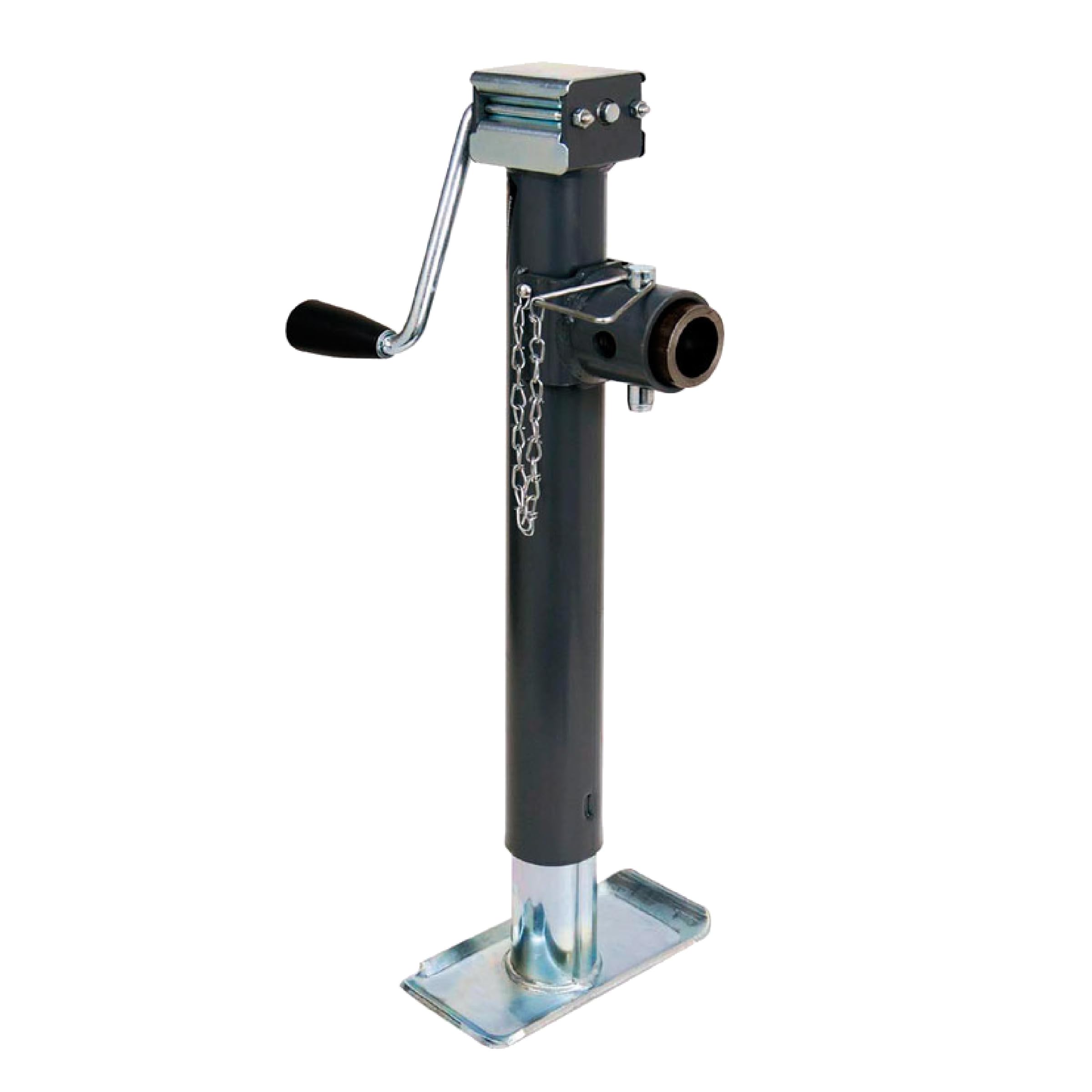 178203 Bulldog Round Trailer Jack, Side Mount, 5,000 lbs. Lift Capacity, Sidewind, Weld-On, Includes Footplate, 15 Inch Travel