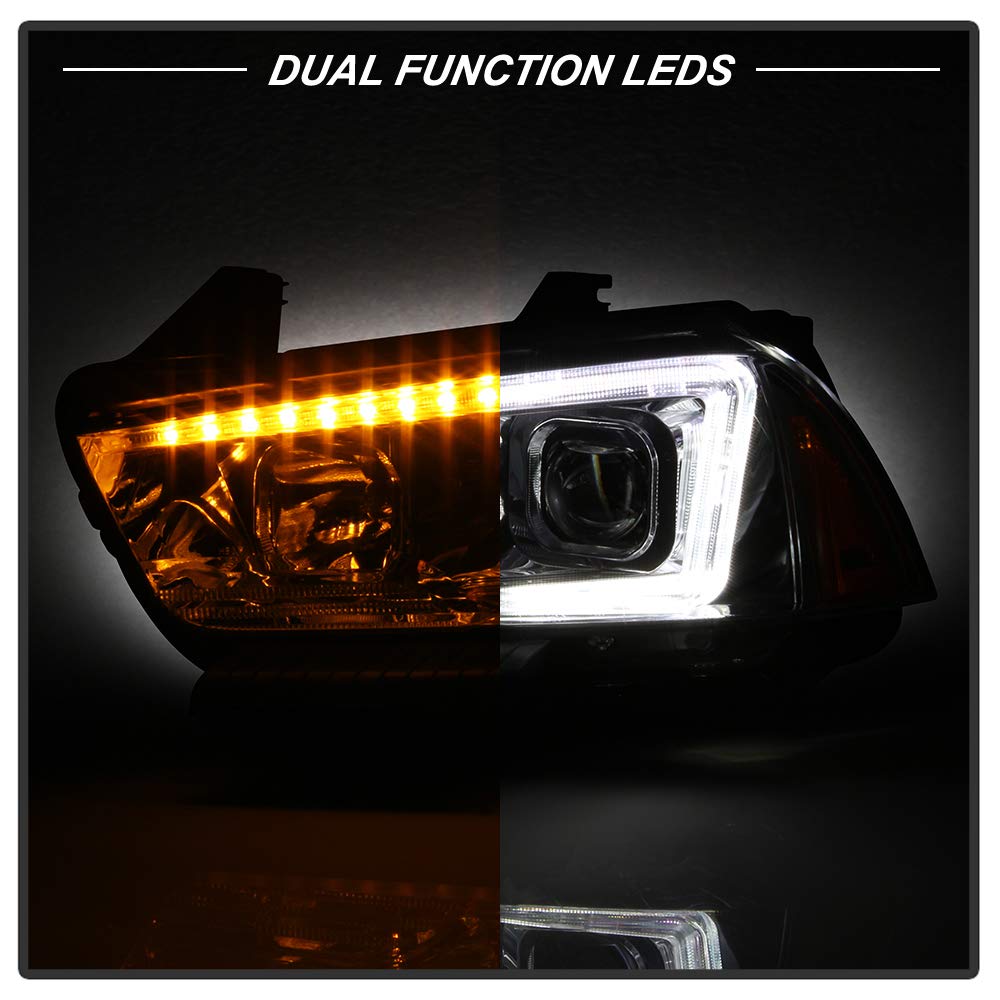 Projector Headlights Aftermarket for Dodge Charger 11-14 [Halogen Model Only] Switchback Turn Signals (Chrome)