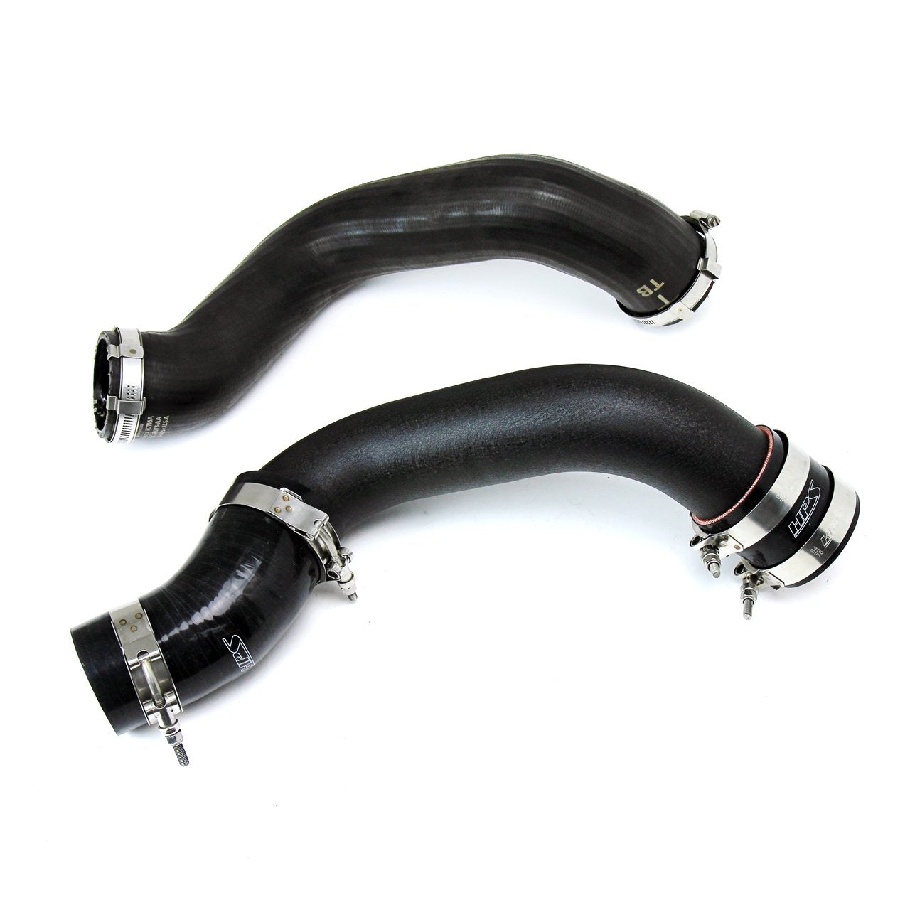 HPS Performance Intercooler Polish (Charge Hot and Cold Side with Black Hoses) Compatible for 2015-2017 Ford Mustang Ecoboost 2.3L Turbo, 17-101P
