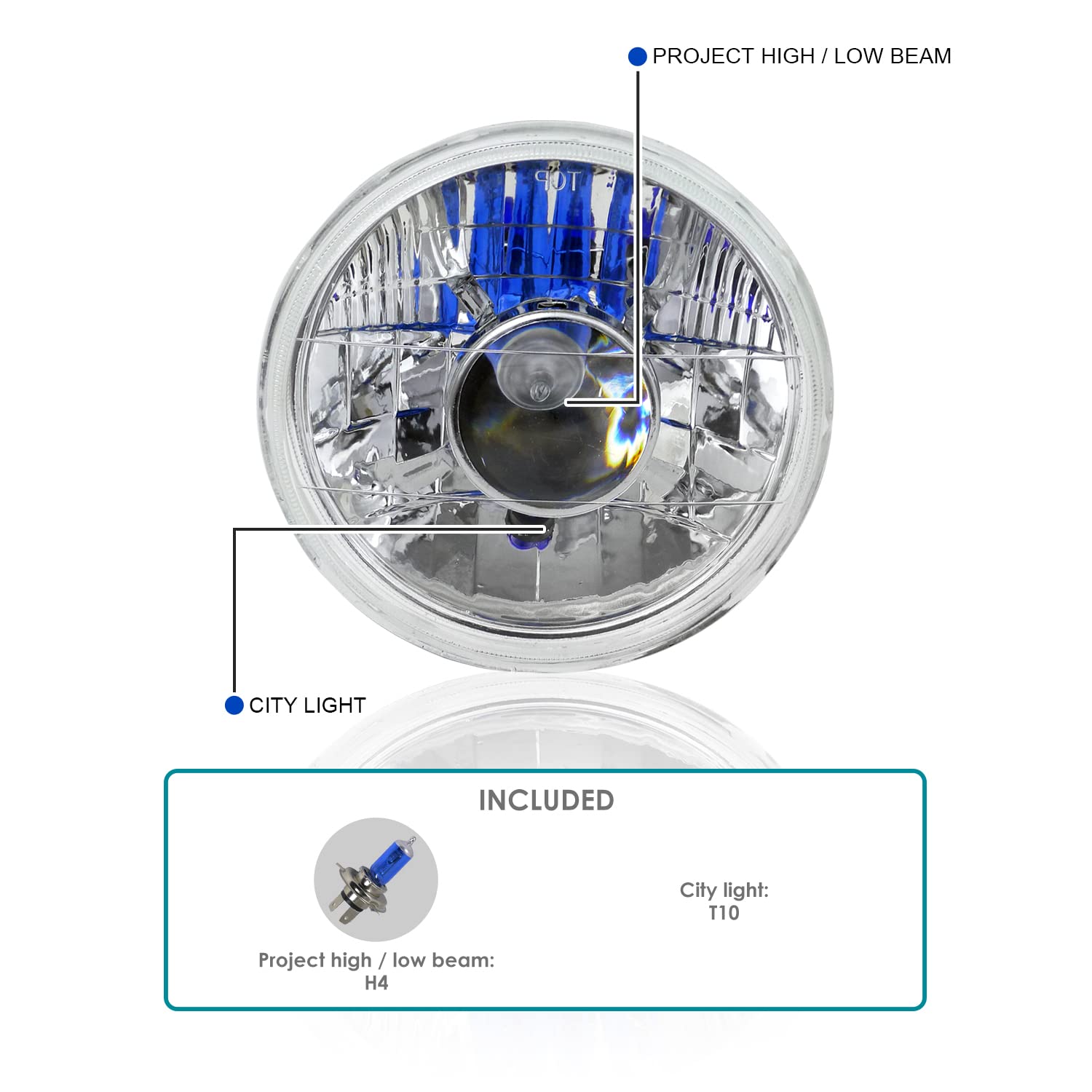 7" Inch Round Chrome Projector Headlights SPEC-D TUNING Compatible with Most Vehicles Equipped w/ 7" Round Headlights, Left + Right Pair Headlamps Assembly