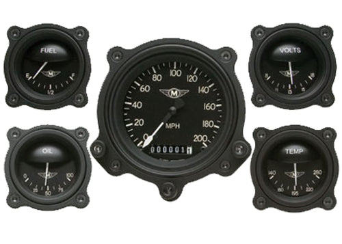 Classic Instruments Moal MA00BLFBZ Bomber Series 5 Gauge Package with Bezel