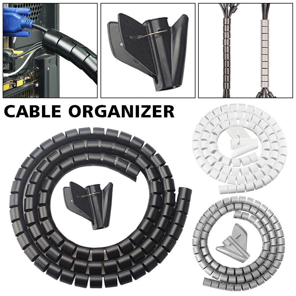 2m PE Cable Tidy Sleeves ompait,Cable Management Wire Tidy Cable Cover Flexible Tidy Protector for TV Computer,Home and Office Rope Organizer