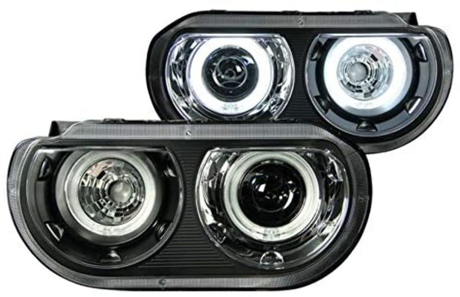 121308 ANZO USA Headlight Set w/CCFL Halo-Black Projector