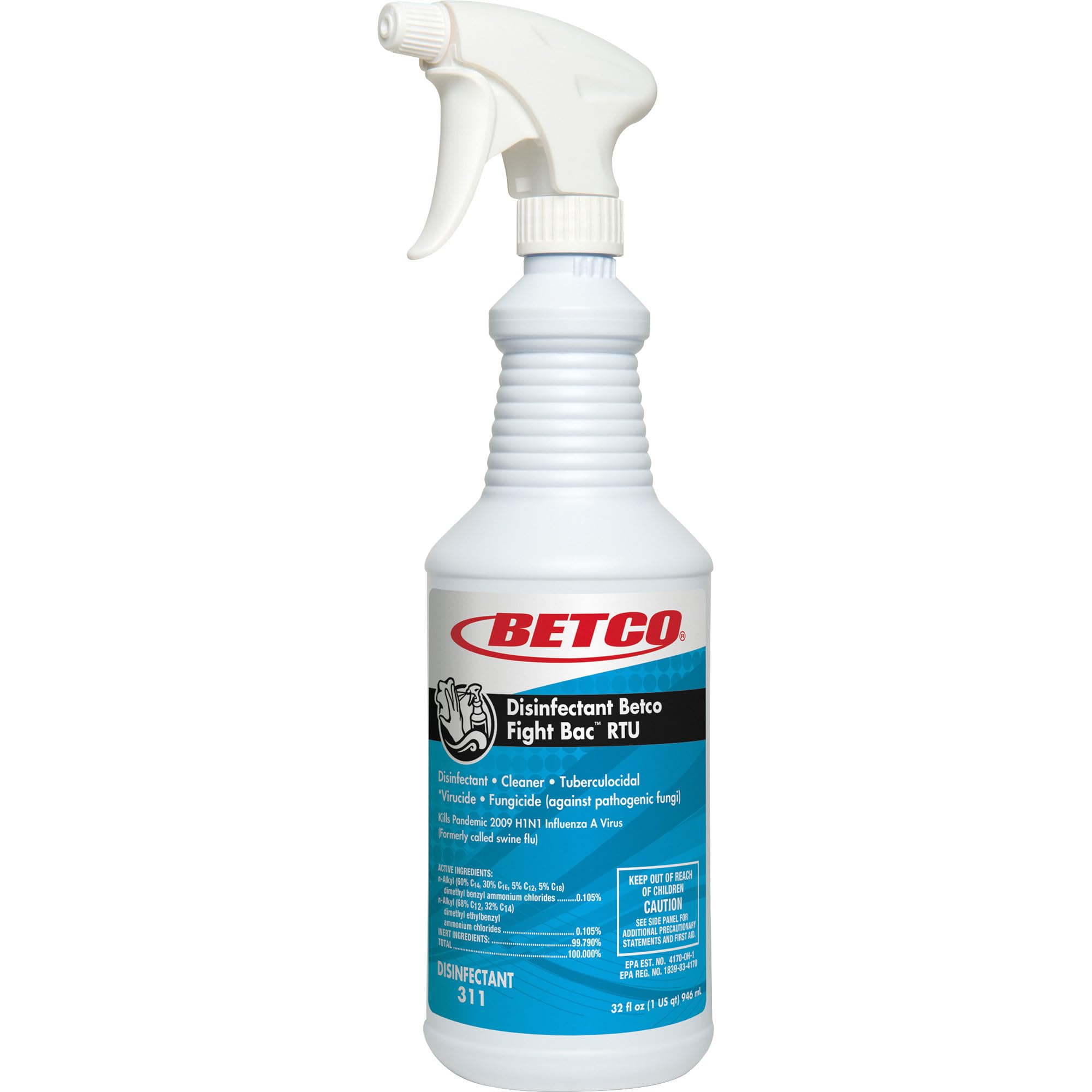 FIGHT BAC Betco RTU Disinfectant Cleaner, Citrus Floral, 32 oz. Bottle, 12/Carton (3111200)
