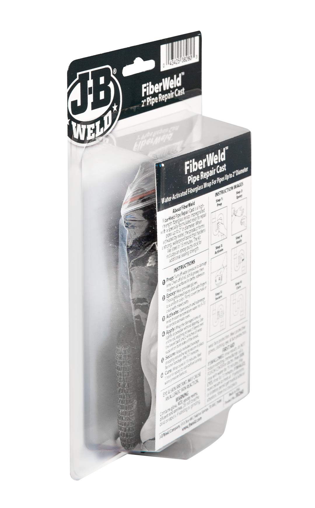 FiberWeld J-B Weld 2” Pipe Repair Cast 2x60 Inch - High Strength Adhesive Fiberglass Wrap - White (38260)