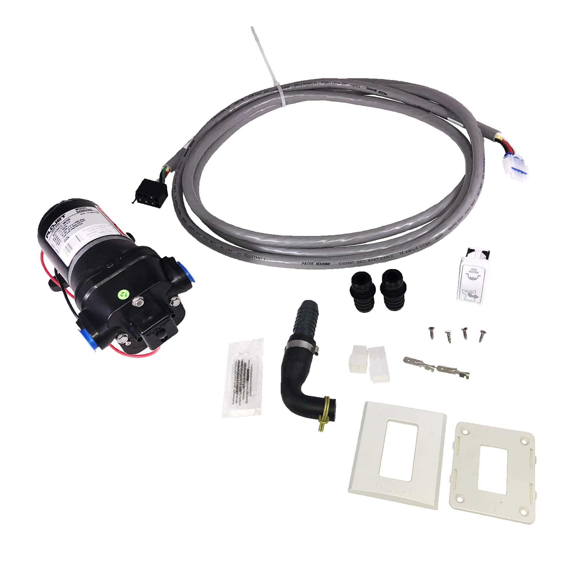 Thetford Marine 12V EASYFIT/Nano/Compass Heads Install KIT with RAW Water Pump, Wire Harness and ECO Switch, 38679