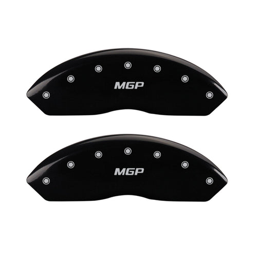 Caliper Covers MGP 42014SMGPBK Black Powder Coat Finish Front and Rear Caliper Cover, Set of 4 (MGP Silver Characters, Engraved)