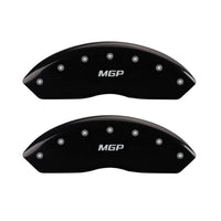 MGP 'MGP' Engraved Caliper Covers 38018SMGPBK with Black Powder Coat Finish and Silver Characters, (Set of 4)