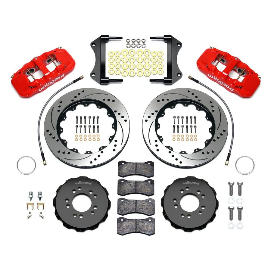 AERO6 Wilwood Front Hat Kit 14.25 Drilled Red 2014-Up Corvette C7 w/Lines