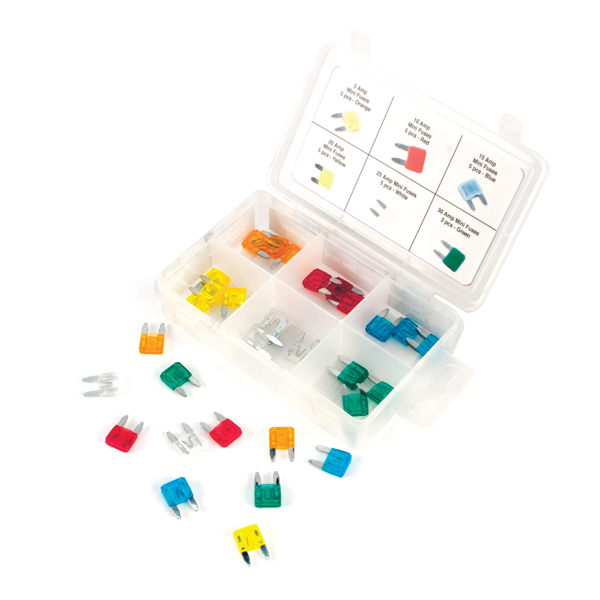 30-Piece Mini Fuse Assortment Performance Tool W5371 With Wide Range of Amp Ratings (5A, 10A, 15A, 20A, 25A, and 30A)