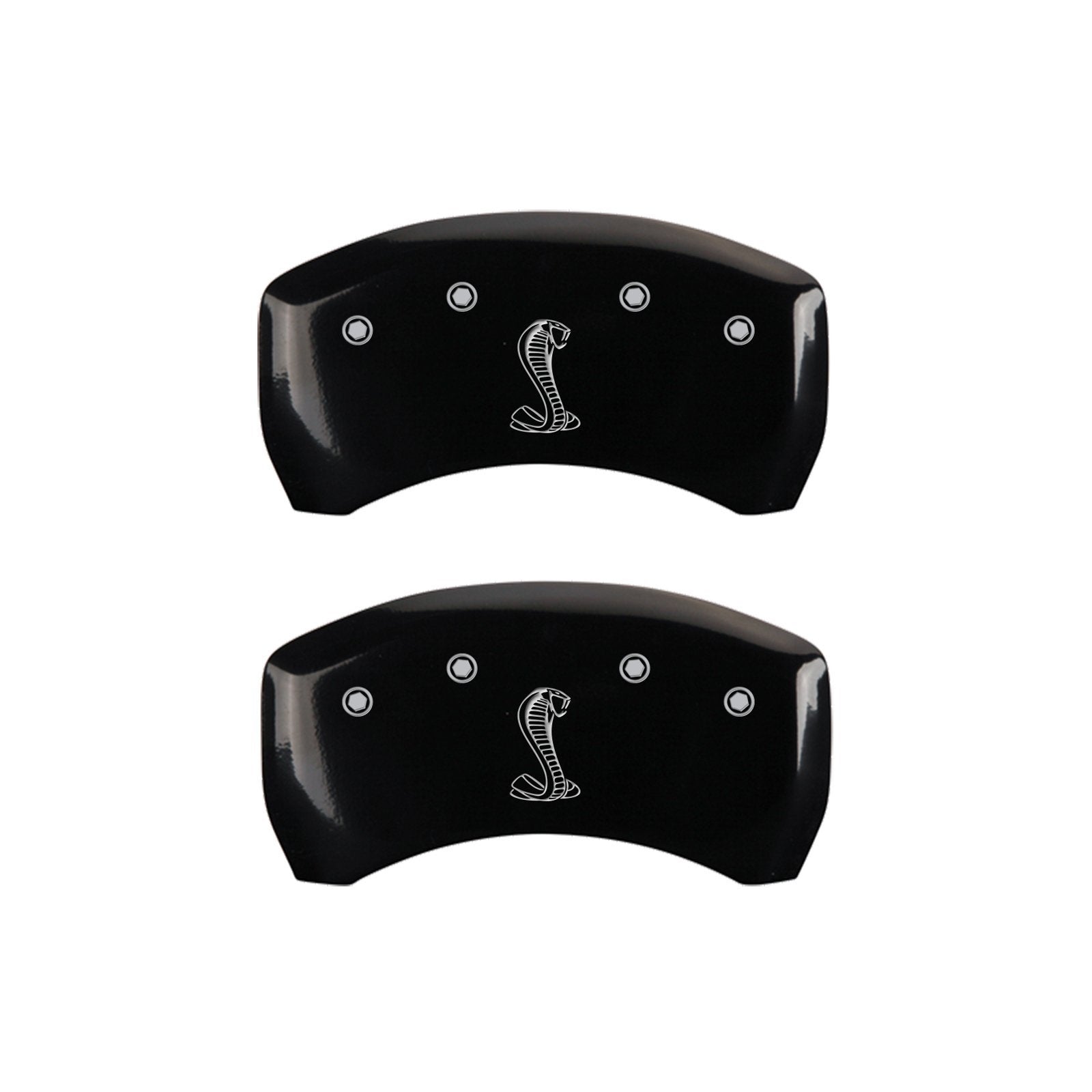 MGP Caliper Covers Black 10010RCNKBK Engraved with Silver COBRA/Tiffany Snake (Set of 2)