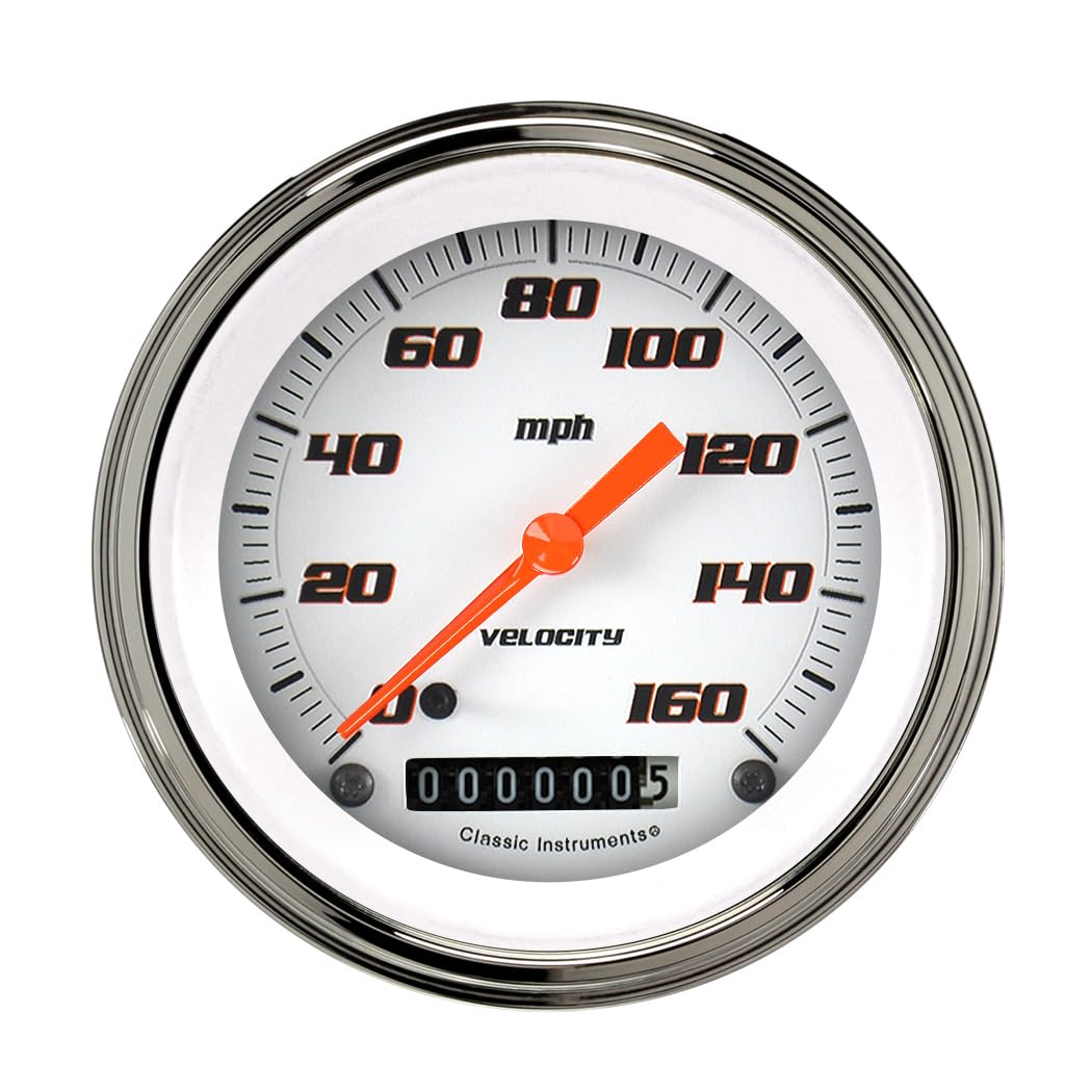 Velocity White Classic Instruments 3In Speedometer VS55WSLF 160Mph