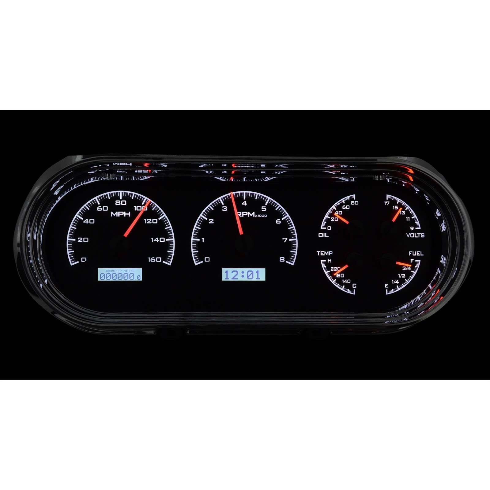 Dakota Digital 63 64 Chevy Nova Analog Dash Gauges White Black Alloy VHX-63C-NOV-K-W