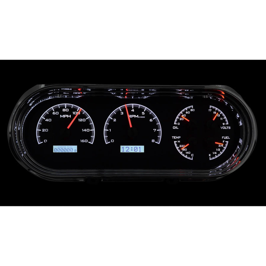 Dakota Digital 63 64 Chevy Nova Analog Dash Gauges White Black Alloy VHX-63C-NOV-K-W