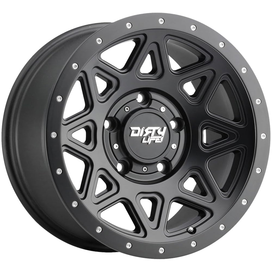 17x9 THEORY, Bolt Pattern: 5x5/, Offset: -12, MATTE BLACK W/SIMULATED RING, set of 1
