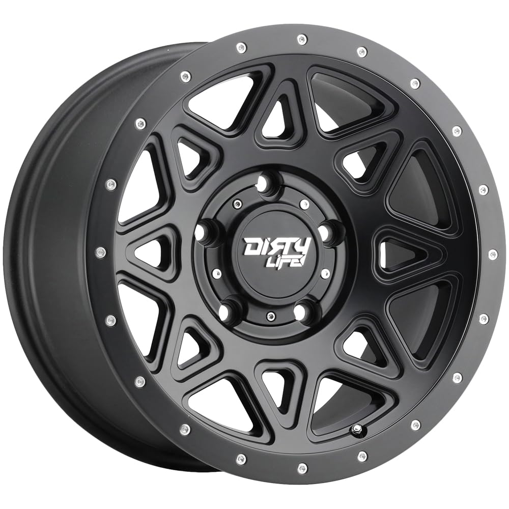 17x9 THEORY, Bolt Pattern: 6x5.5/, Offset: -12, MATTE BLACK W/SIMULATED RING, set of 1