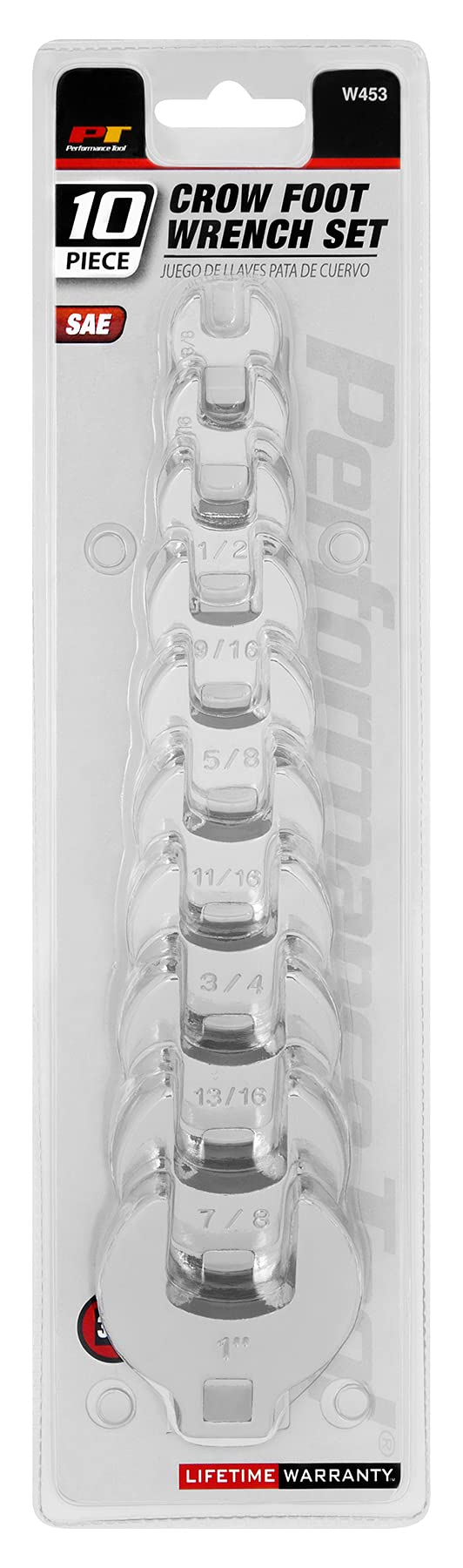 10-Piece SAE Open End Crowfoot Wrench Set Performance Tool W453