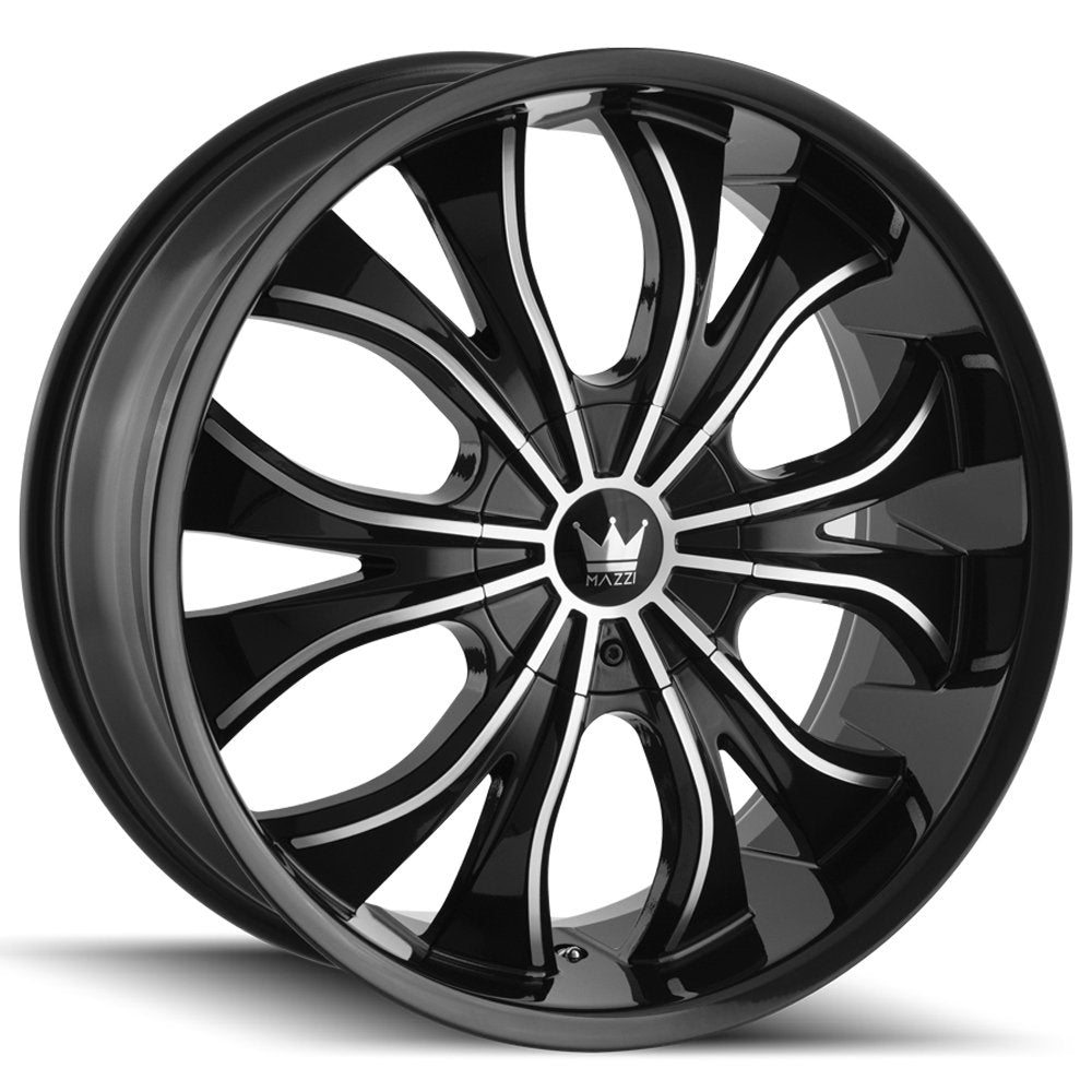 Hustler MAZZI 342 Gloss Black/Machined Face 20X8.5 5-110/5-115 35mm 72.62mm Wheel with Painted (20 x 8.5 inches /5 x 110 mm, 35 mm Offset)