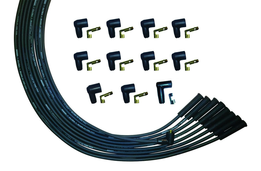 Moroso Ultra Series 51002 Universal V8 Black Spark Plug Wires, Straight Plug Ends, Non HEI Distributor