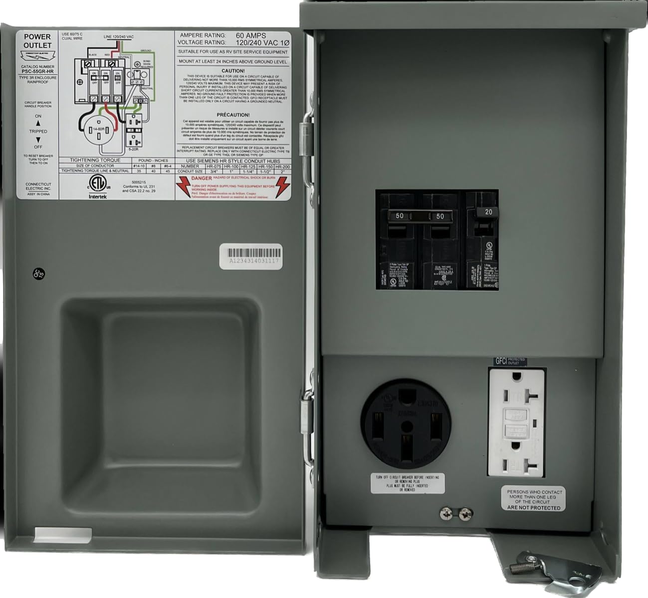 50-Amp Connecticut Electric CESMPSC55GRHR PNL with 20-Amp GFCI Receptacle