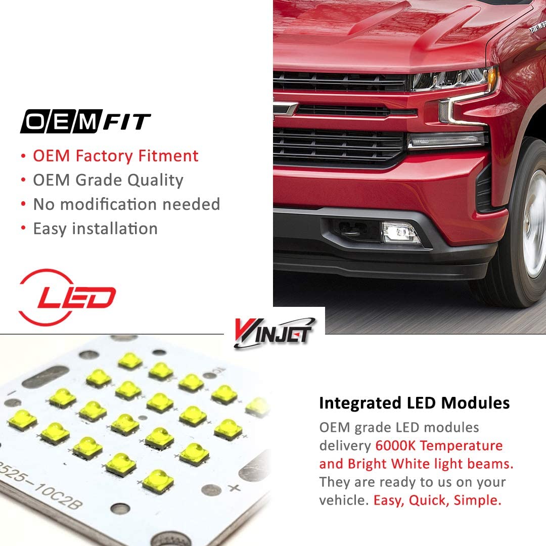 Fog Lights Winjet Compatible with [2019 2020 2021 Chevrolet Silverado 1500 2500 3500] Driving LED Fog Lights + Switch + Wiring Kit