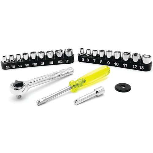 22-Piece Performance Tool 1/4-Inch Drive Socket Set for Precise Repairs and Maintenance Tasks in a Convenient Carrying Case