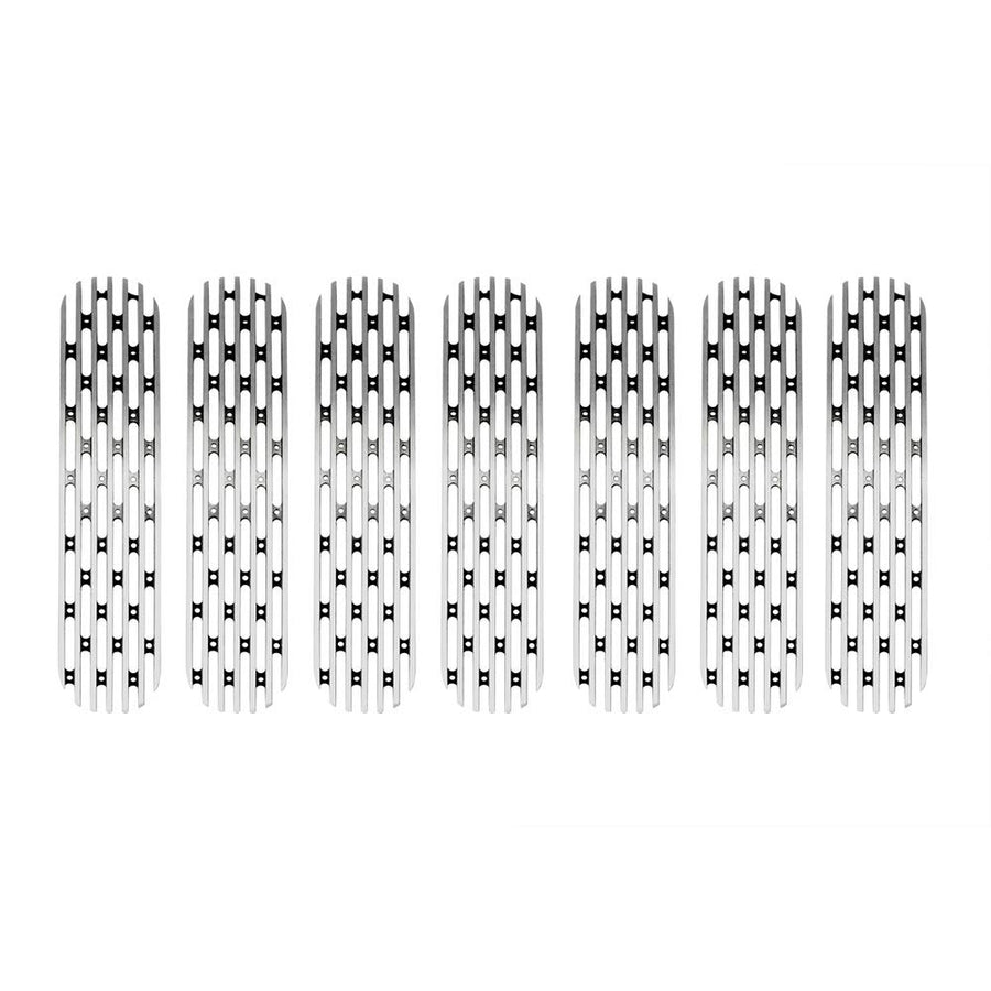Billet Aluminum Front Grill Inserts DV8 Offroad | Designed for the 2007-2018 Jeep Wrangler JK | 7 Piece Billet Set | Matte Silver Finish
